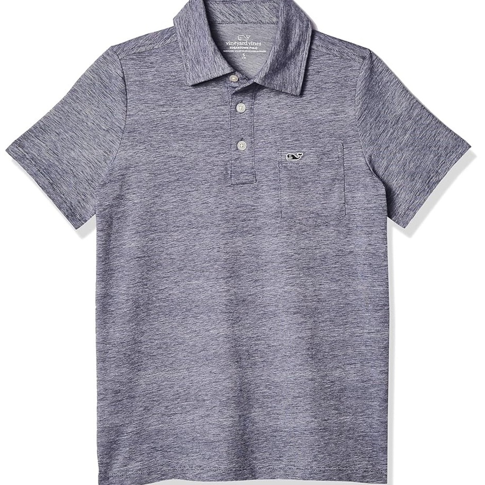 Vineyard Vines kids Heathered Blue Polo Shirt (Edgartown)